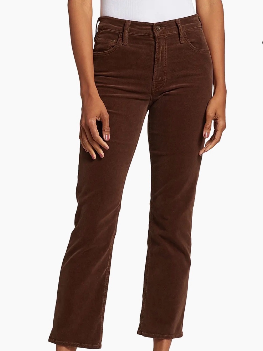 MOTHER Straight-Leg Corduroy Jeans in Brown
